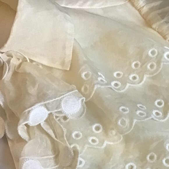 TORY BURCH Cream Victorian Style Ruffle Silk Long Sleeve Blouse - Picture 8 of 13